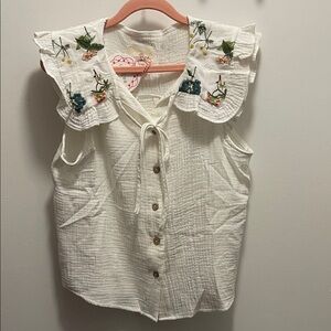 Umgee Embroidered Floral Boho Top